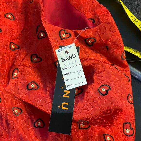 Banu Paris Silk Blend Sheath Dress and Jacket Size 8 Vintage NWT Holiday Hearts - Picture 13 of 16